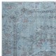 Contemporary Handmade Turkish Area Rug Over-Dyed in Light Blue. Woolen Floor Covering