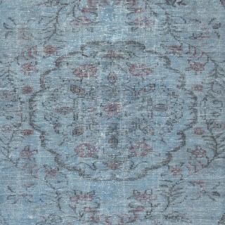Contemporary Handmade Turkish Area Rug Over-Dyed in Light Blue. Woolen Floor Covering Contemporary Handmade Turkish Area Rug Over-Dyed in Light Blue. Woolen Floor Covering