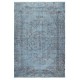 Contemporary Handmade Turkish Area Rug Over-Dyed in Light Blue. Woolen Floor Covering