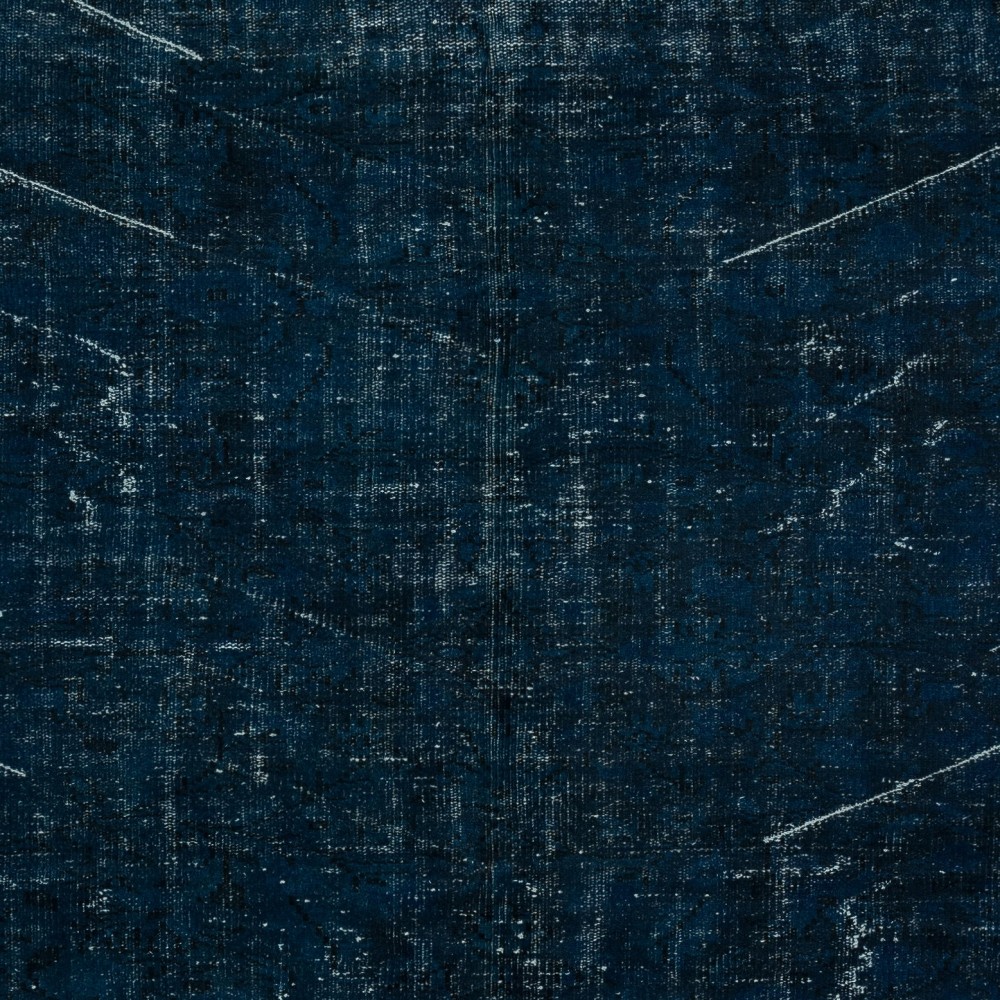 Solid Navy Blue Color Over-Dyed Rug. Handmade Turkish Rug. Modern Home Decor