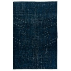 Solid Navy Blue Color Over-Dyed Rug. Handmade Turkish Rug. Modern Home Decor