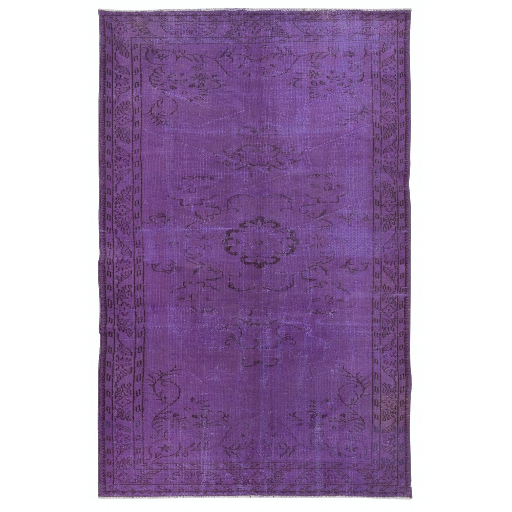 Purple Area Rug for Modern Interiors, Hand-Knotted in Turkey