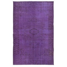 Purple Area Rug for Modern Interiors, Hand-Knotted in Turkey