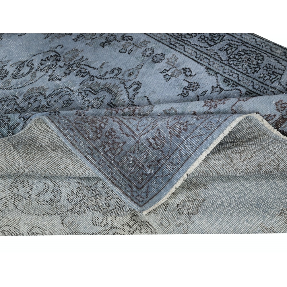 Contemporary Area Rug in Blue, Hand-woven and Hand-knotted in Turkey