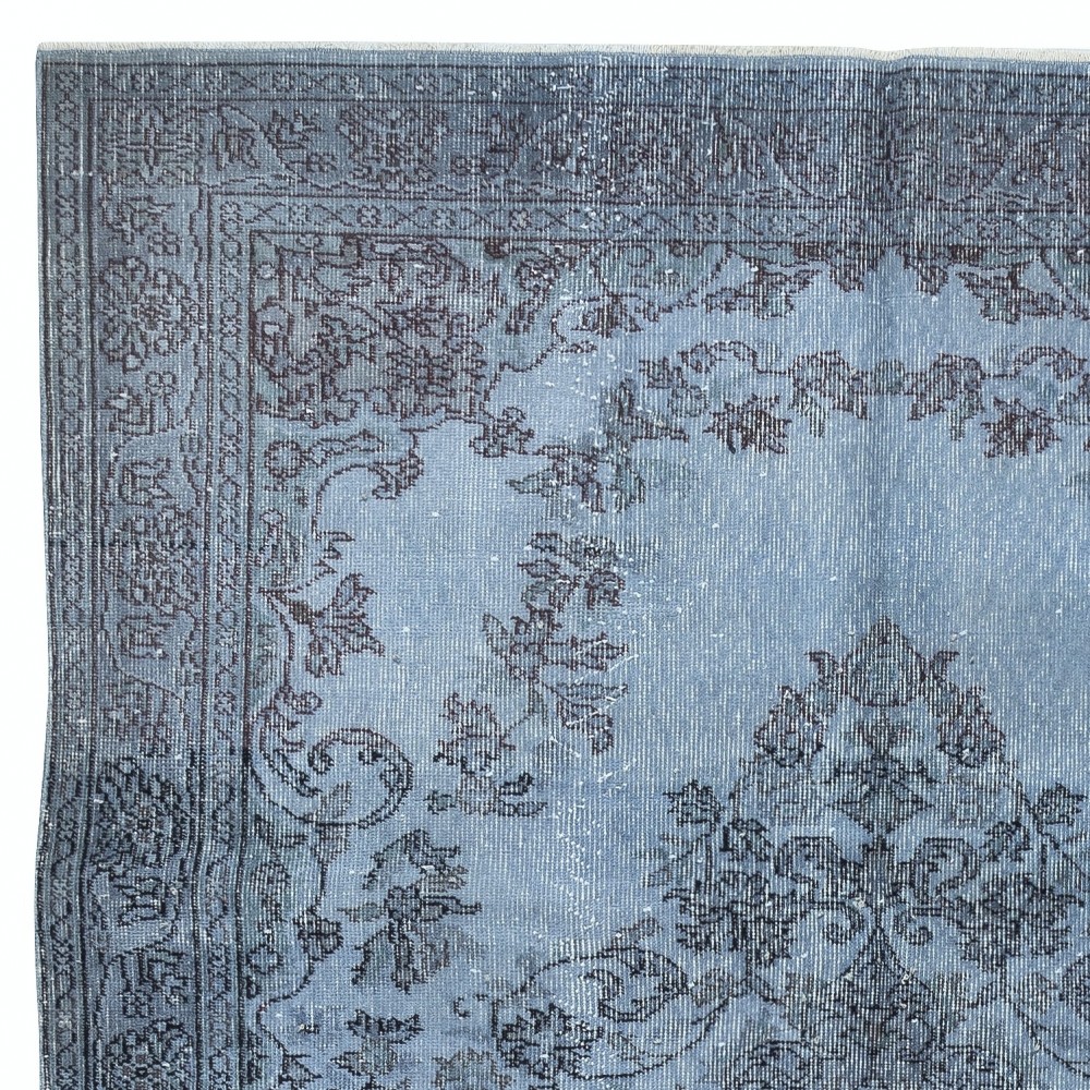 Contemporary Area Rug in Blue, Hand-woven and Hand-knotted in Turkey