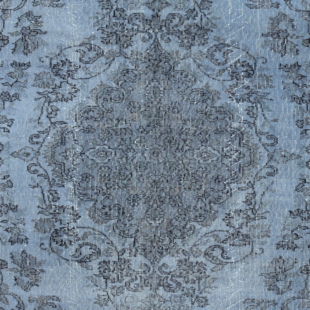 Contemporary Area Rug in Blue, Hand-woven and Hand-knotted in Turkey