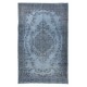Contemporary Area Rug in Blue, Hand-woven and Hand-knotted in Turkey