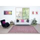 Contemporary Hand-knotted Area Rug with Floral Design. Pink Color Turkish Floor Covering