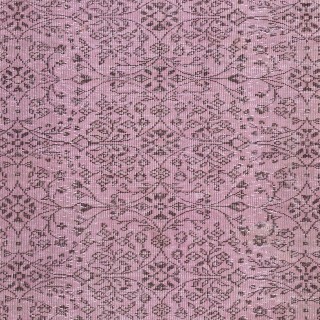 Contemporary Hand-knotted Area Rug with Floral Design. Pink Color Turkish Floor Covering
