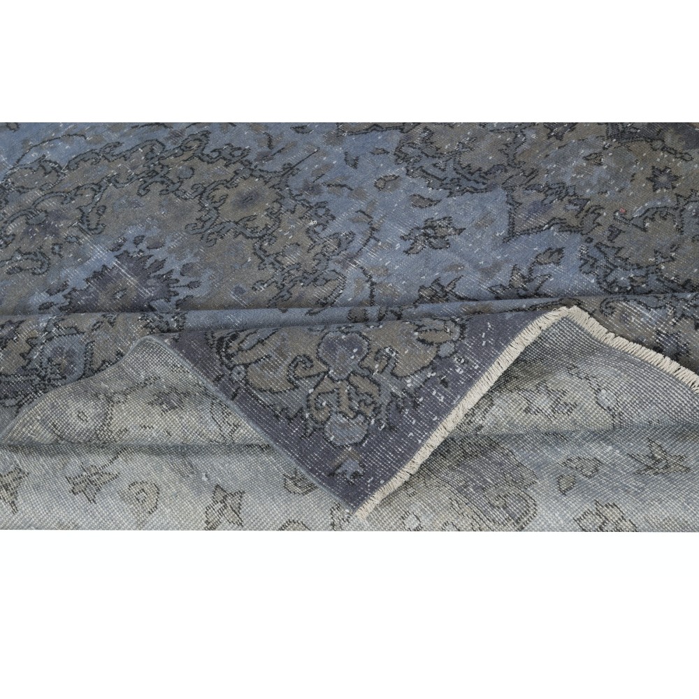 Handmade Navy Blue Area Rug for Living Room, Modern Turkish Carpet for Dining Room