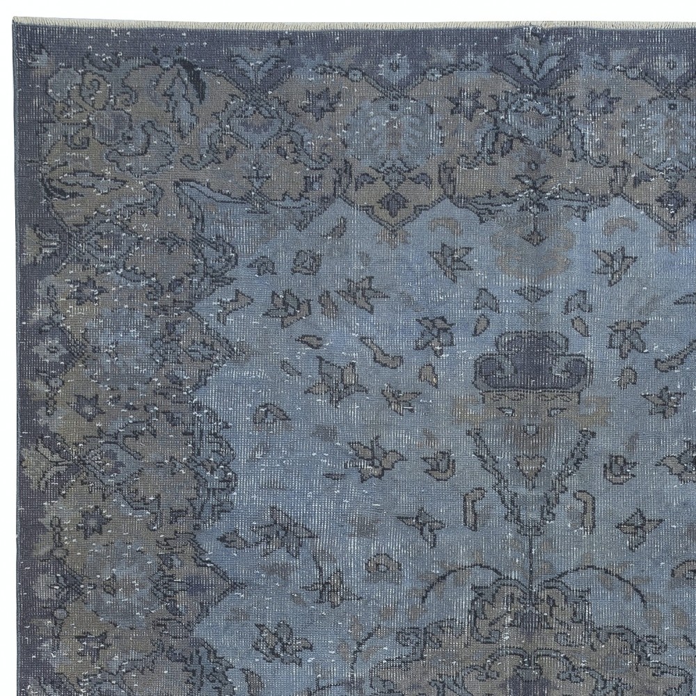 Handmade Navy Blue Area Rug for Living Room, Modern Turkish Carpet for Dining Room
