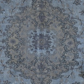 Handmade Blue Area Rug for Living Room, Modern Turkish Carpet for Dining Room