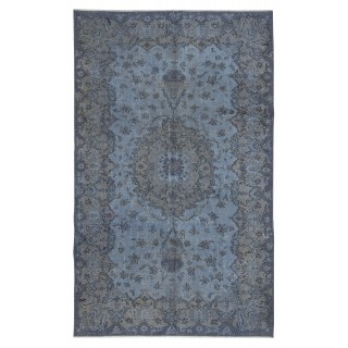 Handmade Blue Area Rug for Living Room, Modern Turkish Carpet for Dining Room