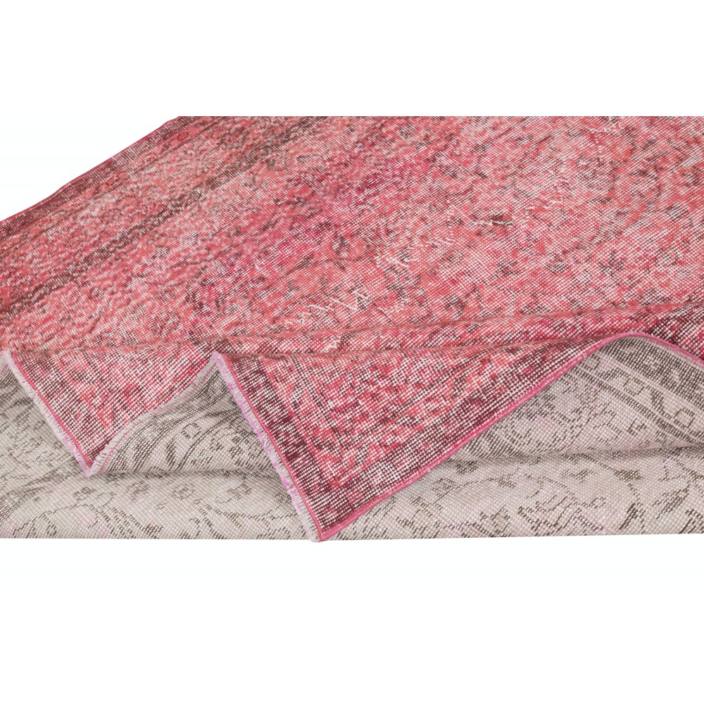 Red Color Handmade Area Rug for Living Room, Shabby Chic Turkish Floor Rug for Dining Room