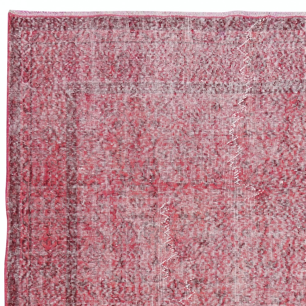 Red Color Handmade Area Rug for Living Room, Shabby Chic Turkish Floor Rug for Dining Room
