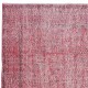Red Color Handmade Area Rug for Living Room, Shabby Chic Turkish Floor Rug for Dining Room