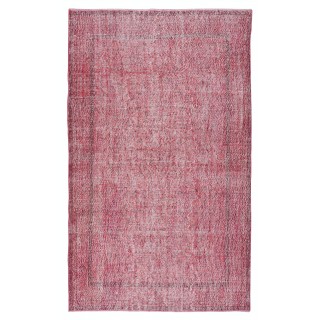 Red Color Handmade Area Rug for Living Room, Shabby Chic Turkish Floor Rug for Dining Room