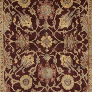 One of a kind Vintage Handmade Turkish Rug with Botanical Design and Red Background, 100% Wool