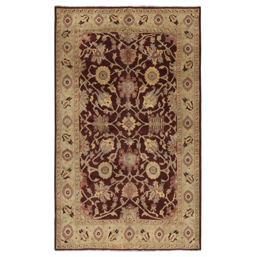 One of a kind Vintage Handmade Turkish Rug with Botanical Design and Red Background, 100% Wool