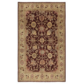 One of a kind Vintage Handmade Turkish Rug with Botanical Design and Red Background, 100% Wool