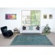 Contemporary Distressed Area Rug in Blue, Hand-woven and Hand-knotted in Turkey