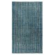 Contemporary Distressed Area Rug in Blue, Hand-woven and Hand-knotted in Turkey