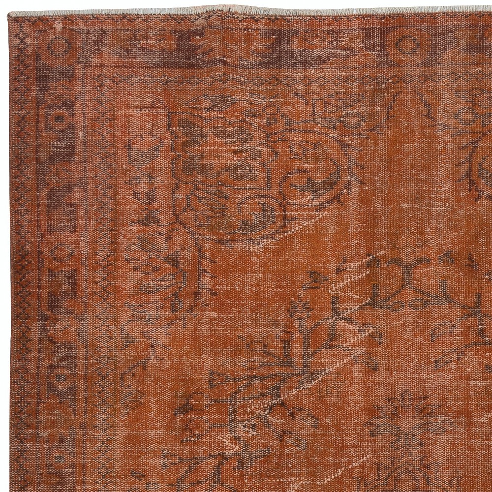 Handmade Bohemian Style Area Rug. Modern Orange Color Rug
