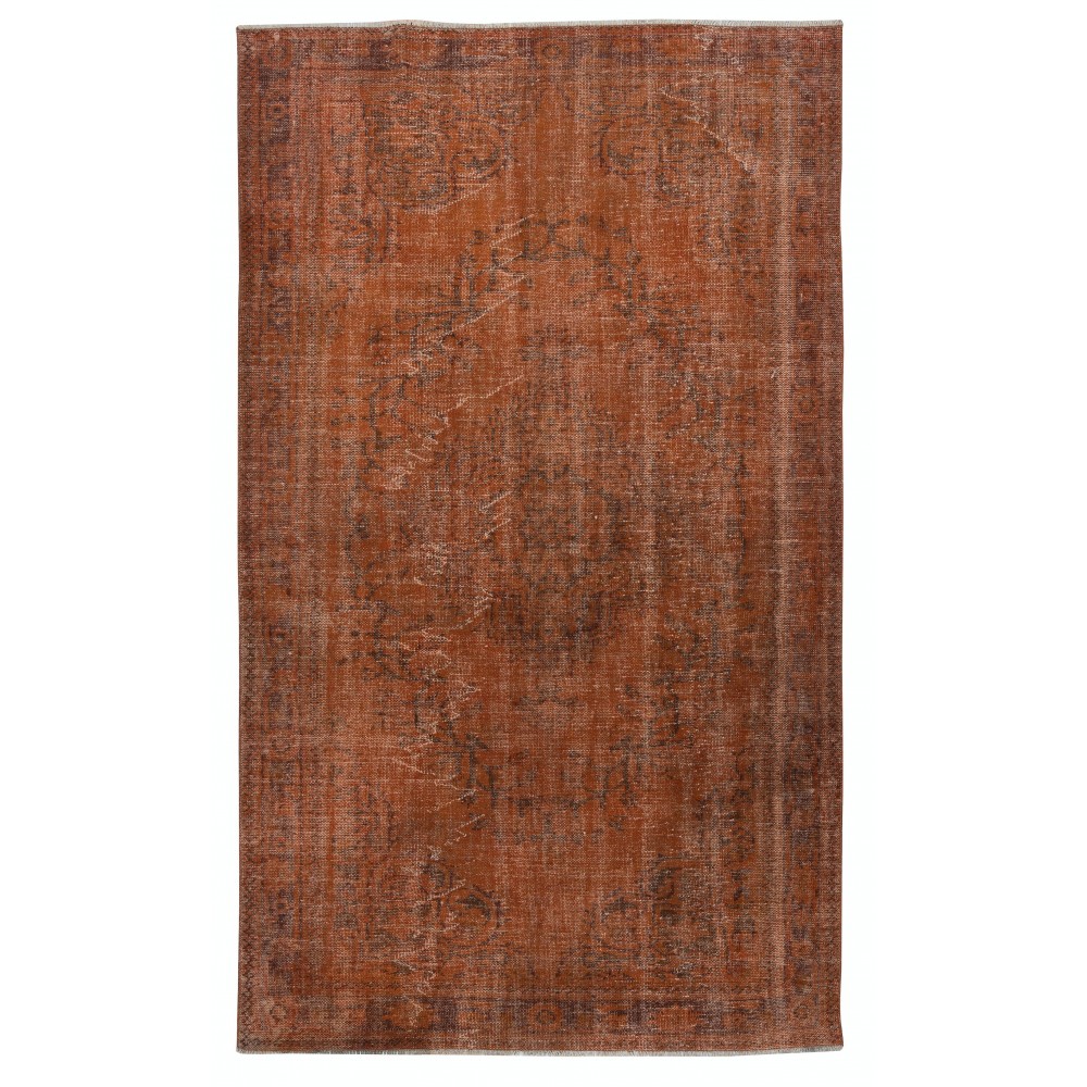 Handmade Bohemian Style Area Rug. Modern Orange Color Rug