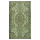 Handmade Turkish Wool Area Rug in Green, Modern Living Room Rug
