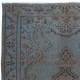 Vintage Handmade Turkish Area Rug redyed in Blue Color for modern interiors