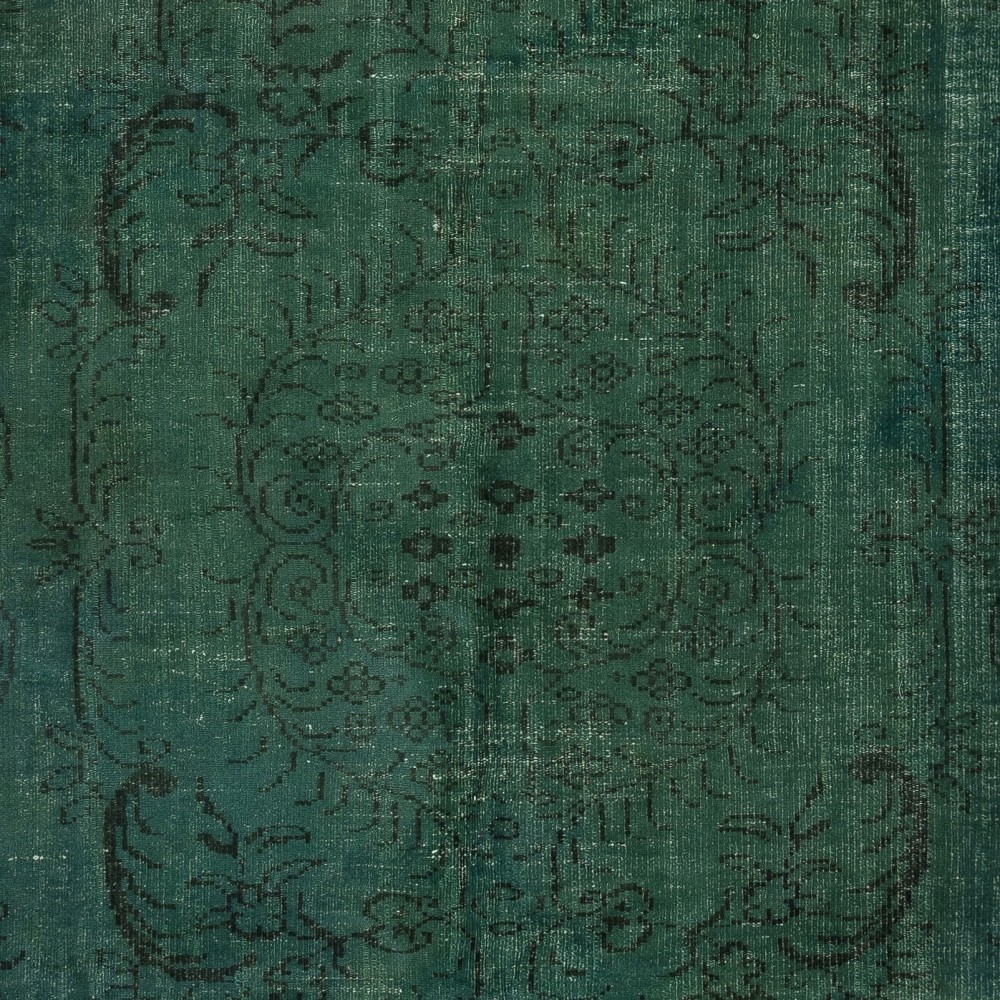 Modern Handmade Turkish Wool Area Rug in Dark Green