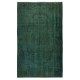 Modern Handmade Turkish Wool Area Rug in Dark Green