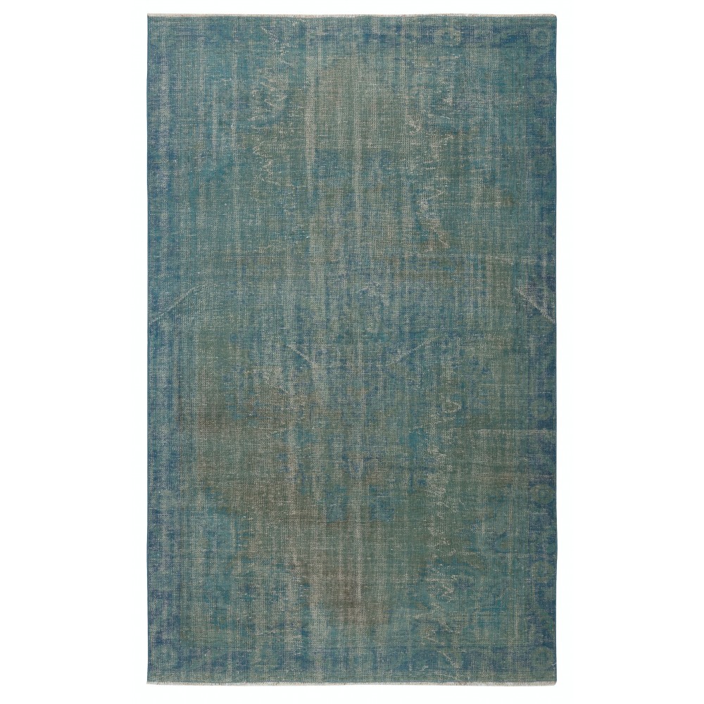 Contemporary Area Rug in Light Blue, Hand-woven and Hand-knotted in Turkey