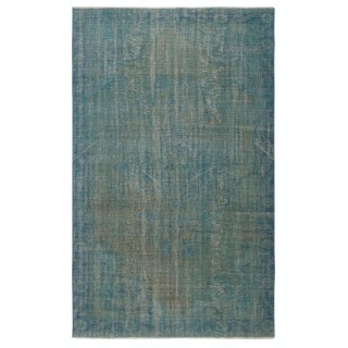 Contemporary Area Rug in Light Blue, Hand-woven and Hand-knotted in Turkey