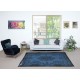 Vintage Handmade Turkish Area Rug dyed in Blue 4 Modern Interiors