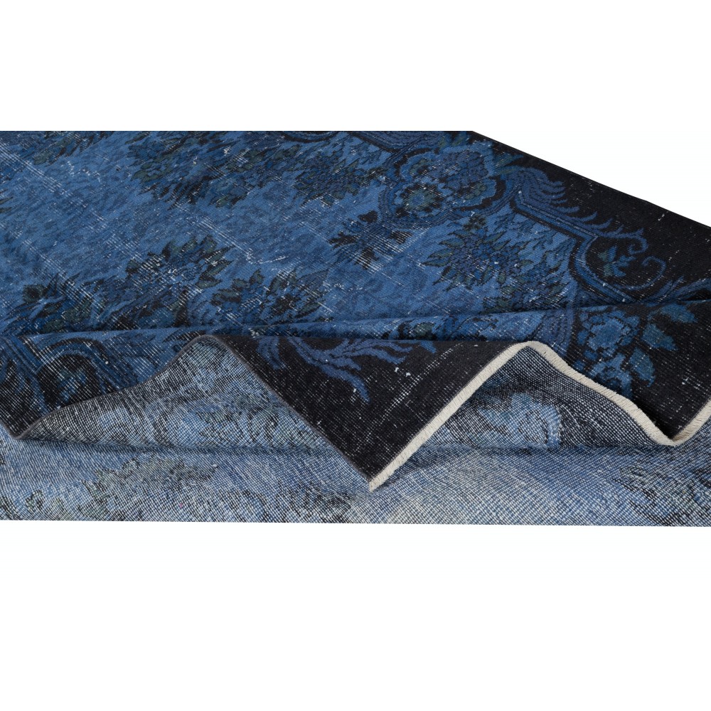 Vintage Handmade Turkish Area Rug dyed in Blue 4 Modern Interiors