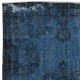 Vintage Handmade Turkish Area Rug dyed in Blue 4 Modern Interiors