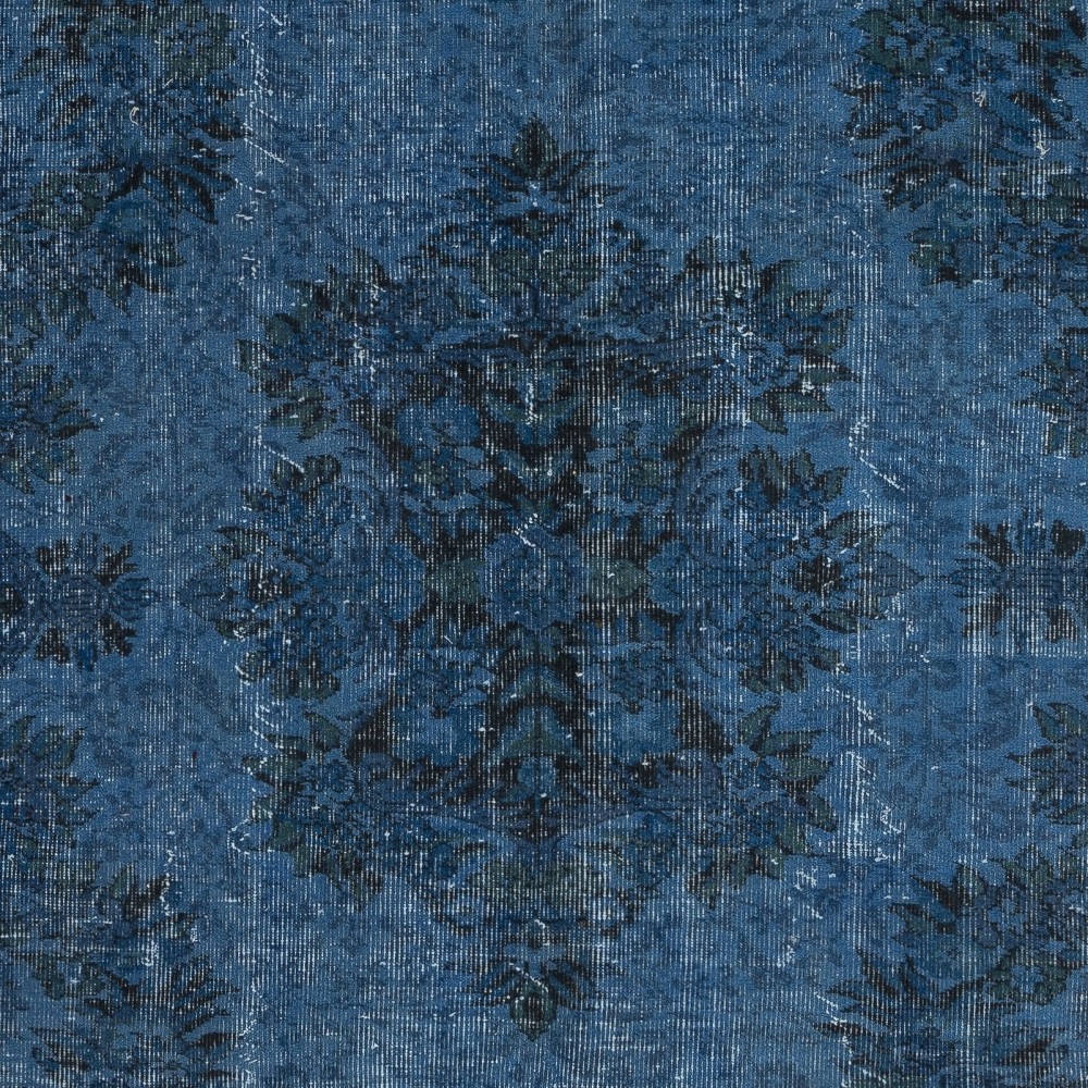 Vintage Handmade Turkish Area Rug dyed in Blue 4 Modern Interiors