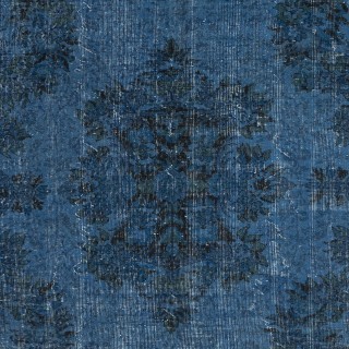 Vintage Handmade Turkish Area Rug dyed in Blue 4 Modern Interiors