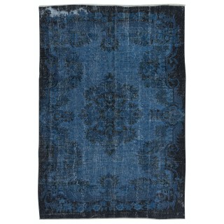 Vintage Handmade Turkish Area Rug dyed in Blue 4 Modern Interiors