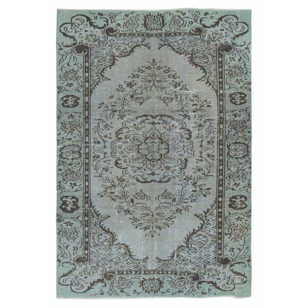 Light Blue Color Handmade Turkish Wool Area Rug for Modern Home and Office Decor