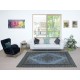 Modern Hand Knotted Blue Color Turkish Wool Area Rug with Medallion Design