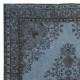 Modern Hand Knotted Blue Color Turkish Wool Area Rug with Medallion Design