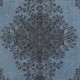 Modern Hand Knotted Blue Color Turkish Wool Area Rug with Medallion Design