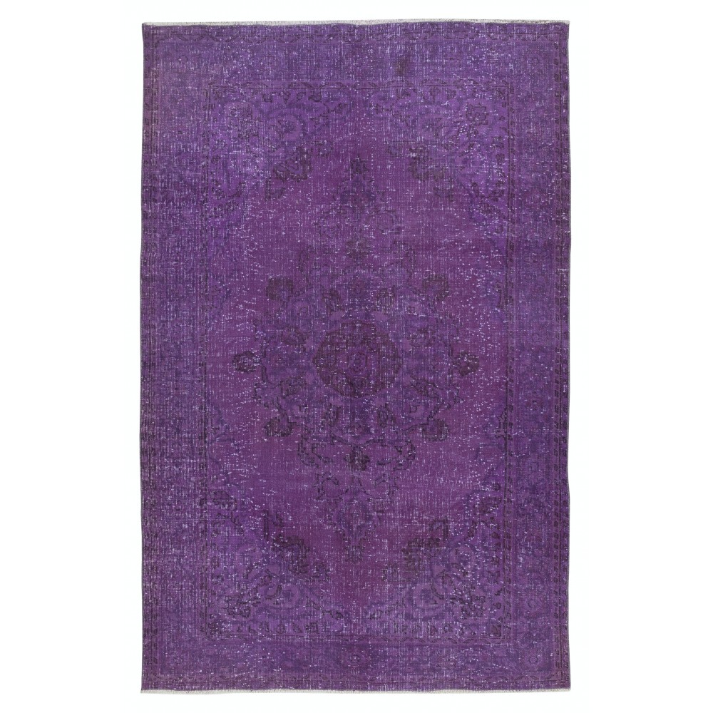 Contemporary Area Rug in Purple, Hand-Knotted in Turkey