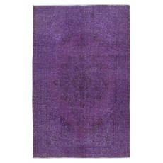 Contemporary Area Rug in Purple, Hand-Knotted in Turkey