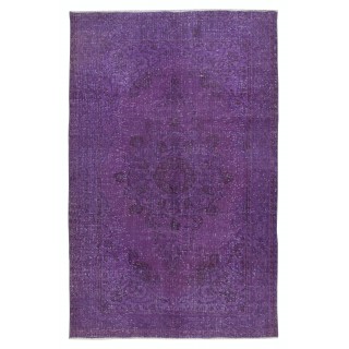 Contemporary Area Rug in Purple, Hand-Knotted in Turkey