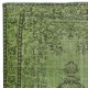 Green Wool Area Rug for Modern Interiors. Hand-Knotted in Turkey