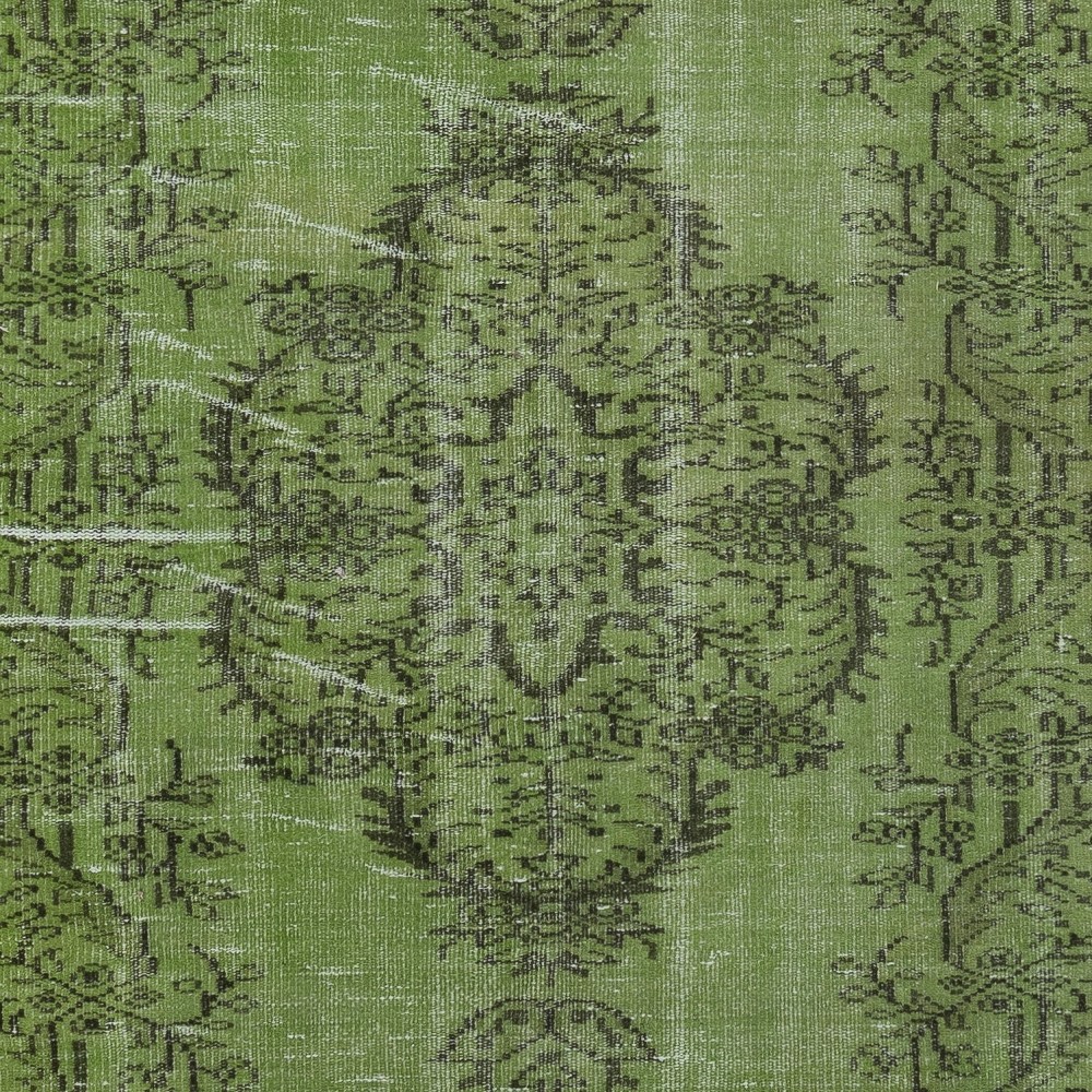 Green Wool Area Rug for Modern Interiors. Hand-Knotted in Turkey
