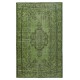 Green Wool Area Rug for Modern Interiors. Hand-Knotted in Turkey